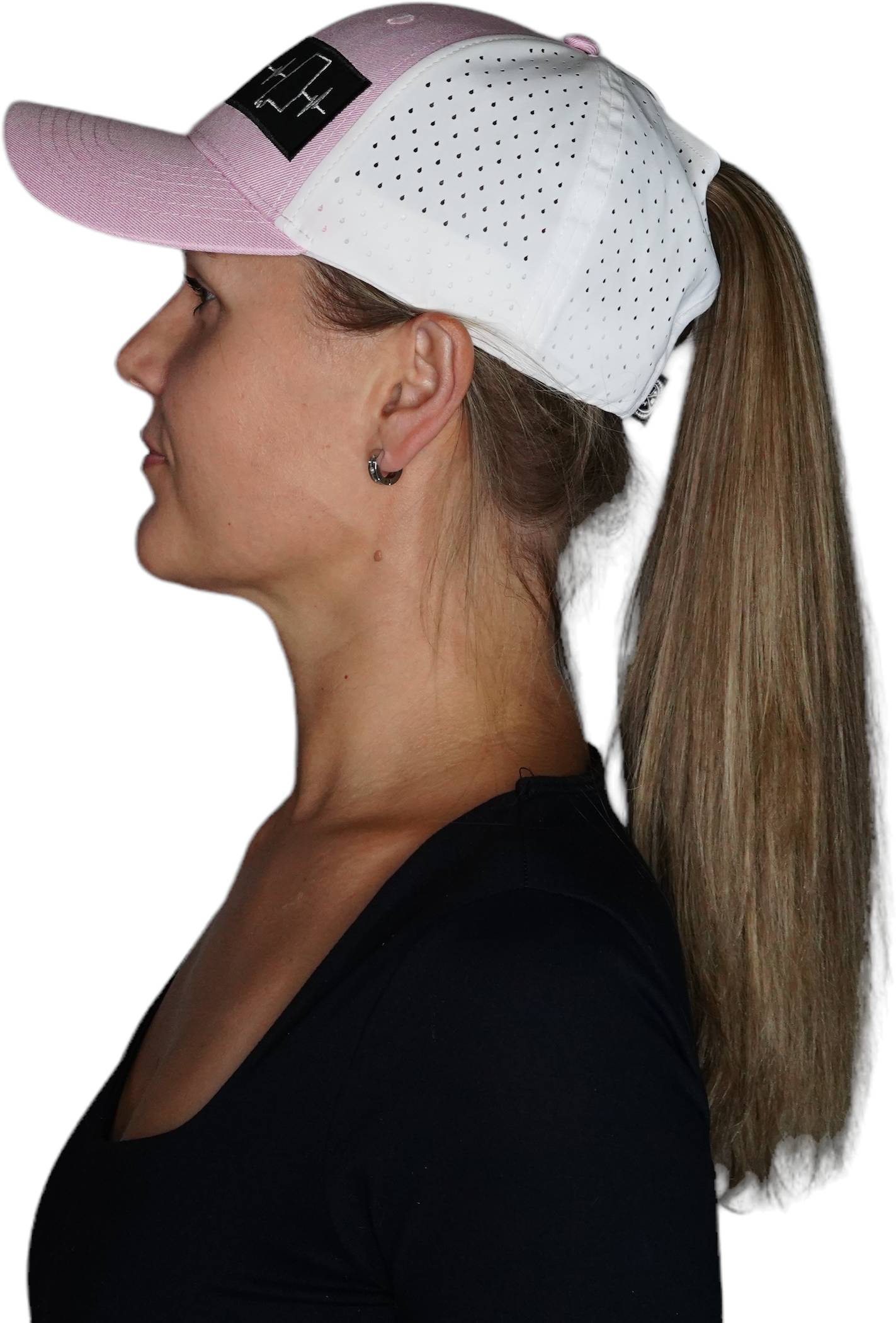 Alabama Hat - Low Profile - Ponytail - Pink / White - Laser Mesh