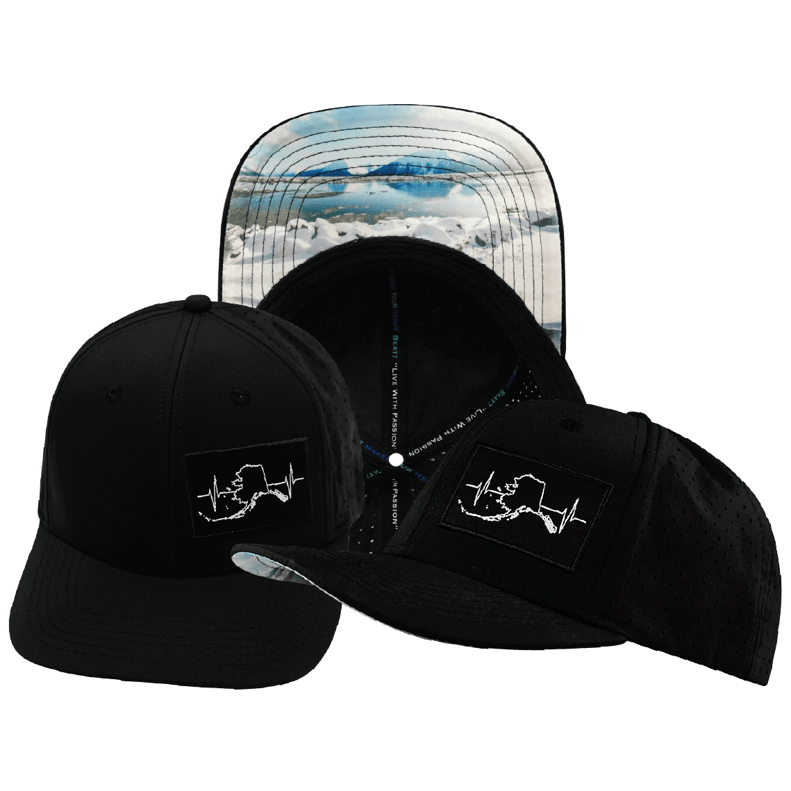Alaska Hat - Baseball Hat Fit - Black - Laser Mesh