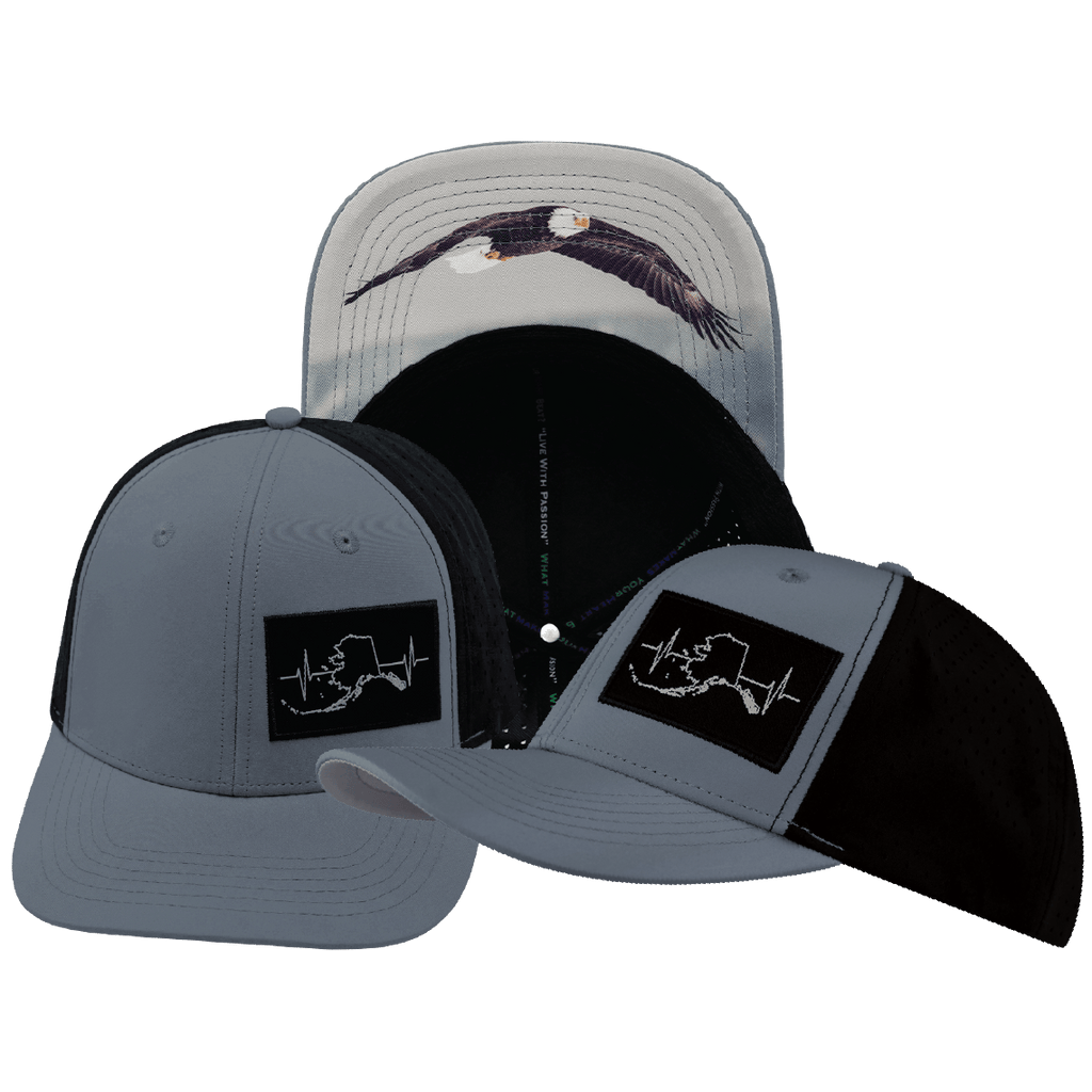 Alaska Hat - Baseball Hat Fit - Gray Blue / Black - Laser Mesh