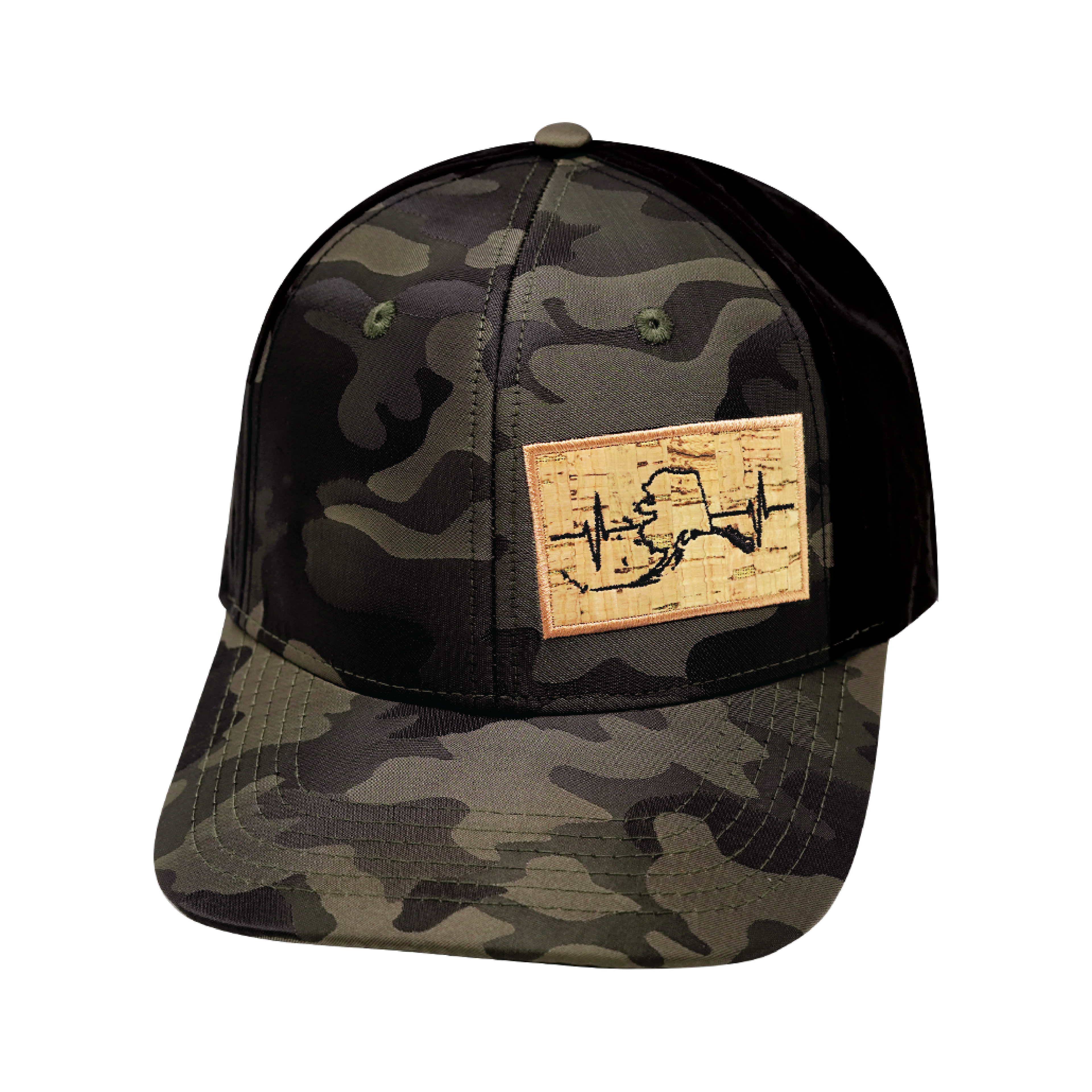 Alaska Hat - Baseball Hat Fit - Tan Camo / Black - Laser Mesh