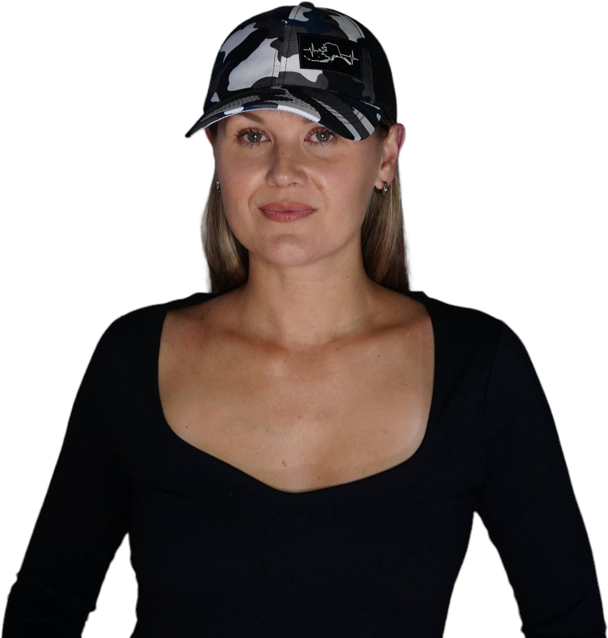 Alaska Hat - Dad Hat - Camo - White / Gray / Blue / Black - Soft Trucker Mesh