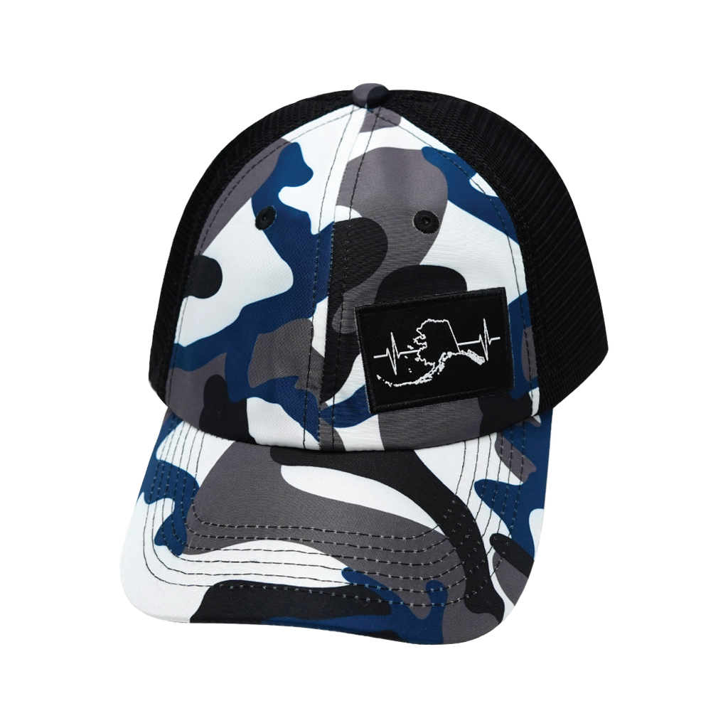 Alaska Hat - Dad Hat - Camo - White / Gray / Blue / Black - Soft Trucker Mesh