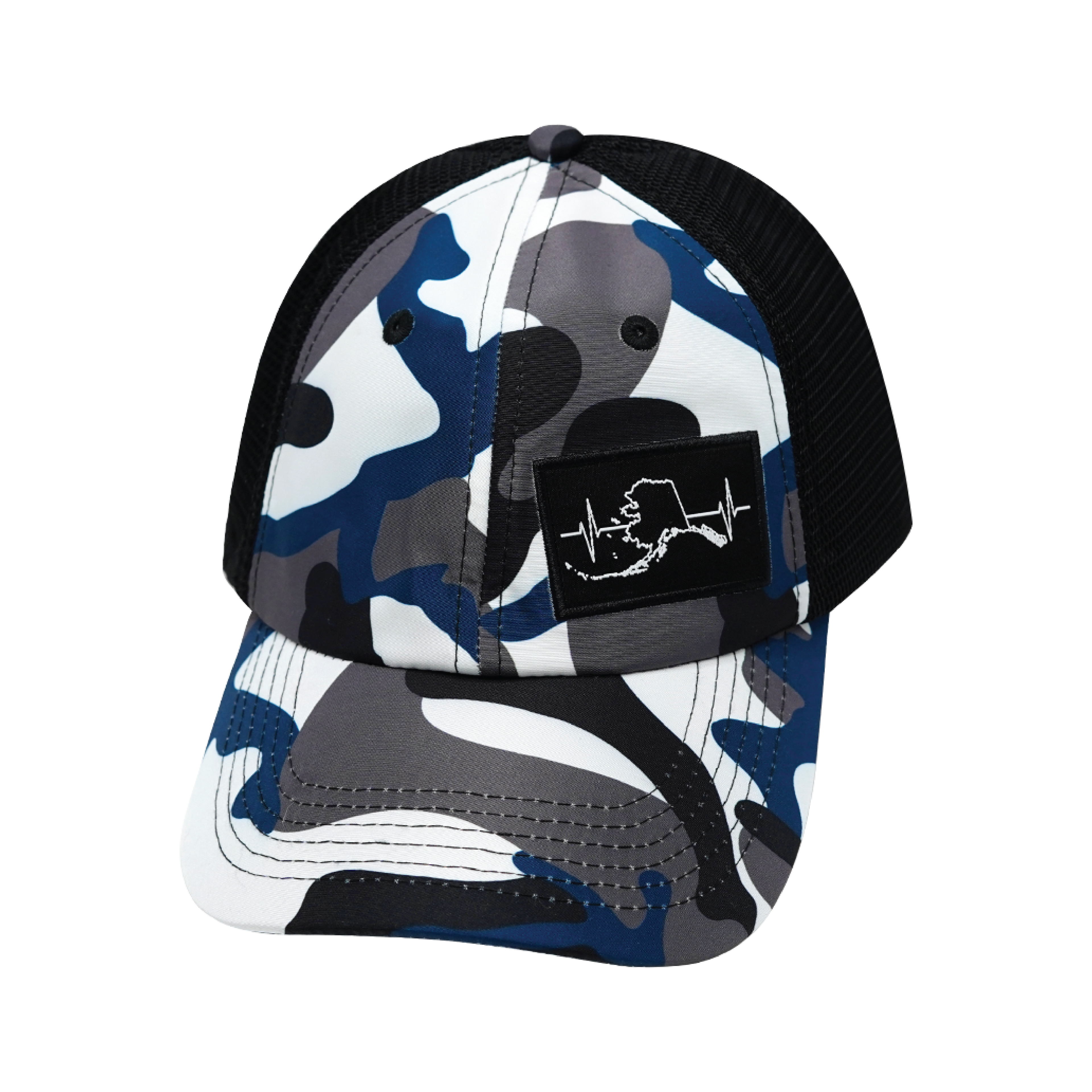 Alaska Hat - Dad Hat - Camo - White / Gray / Blue / Black - Soft Trucker Mesh