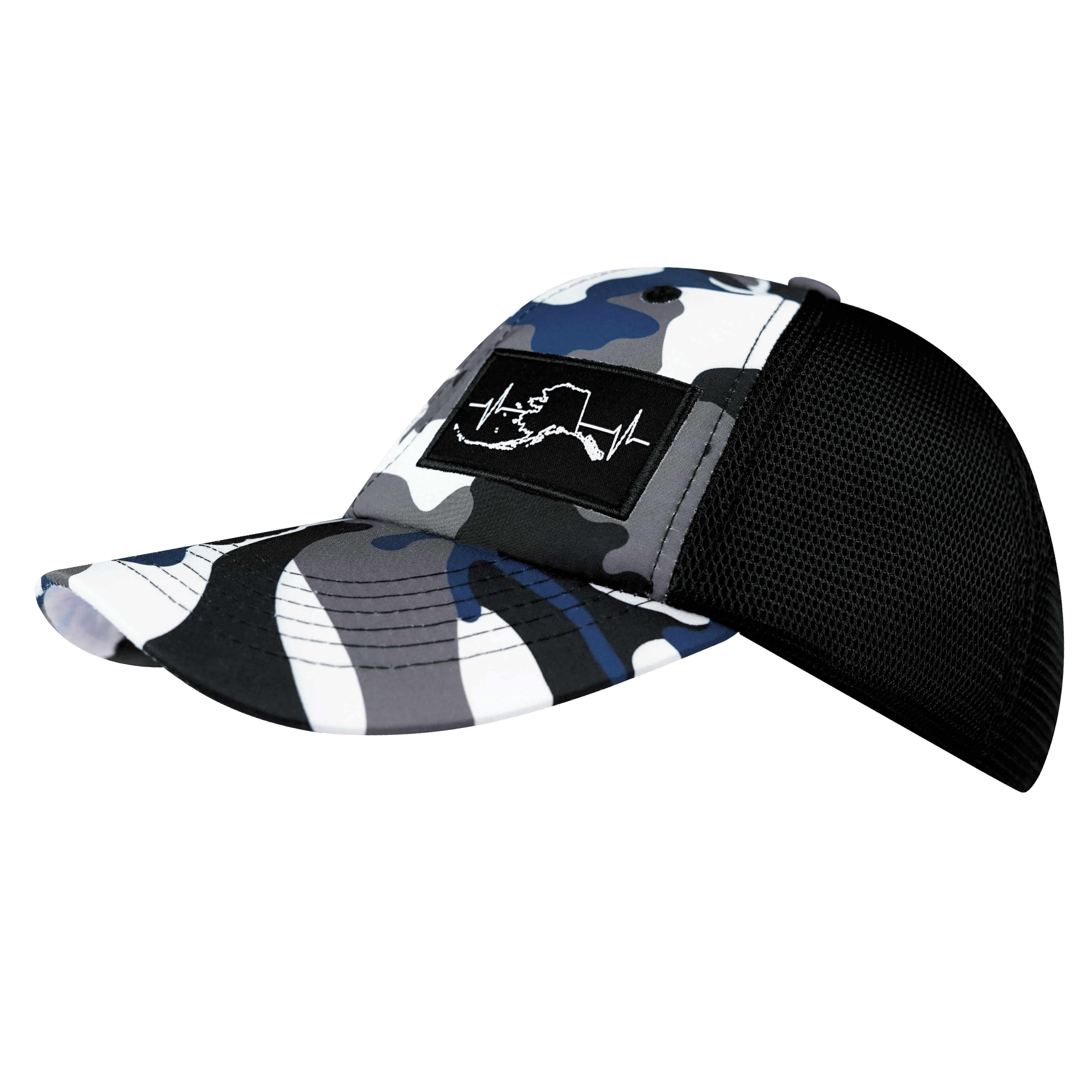 Alaska Hat - Dad Hat - Camo - White / Gray / Blue / Black - Soft Trucker Mesh
