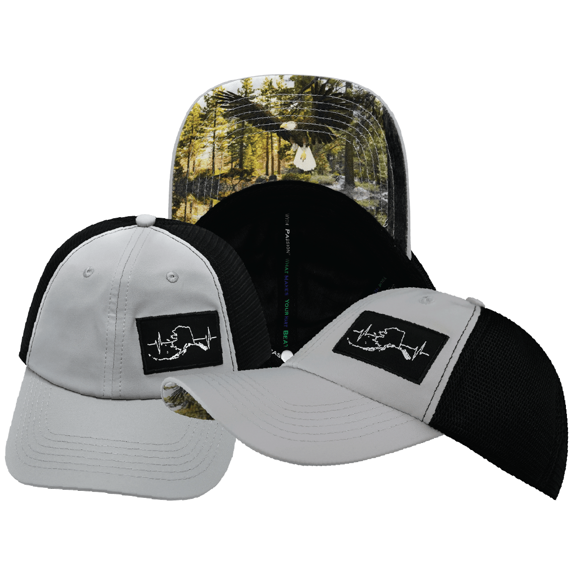 Alaska Hat - Dad Hat - Gray / Black - Soft Trucker Mesh