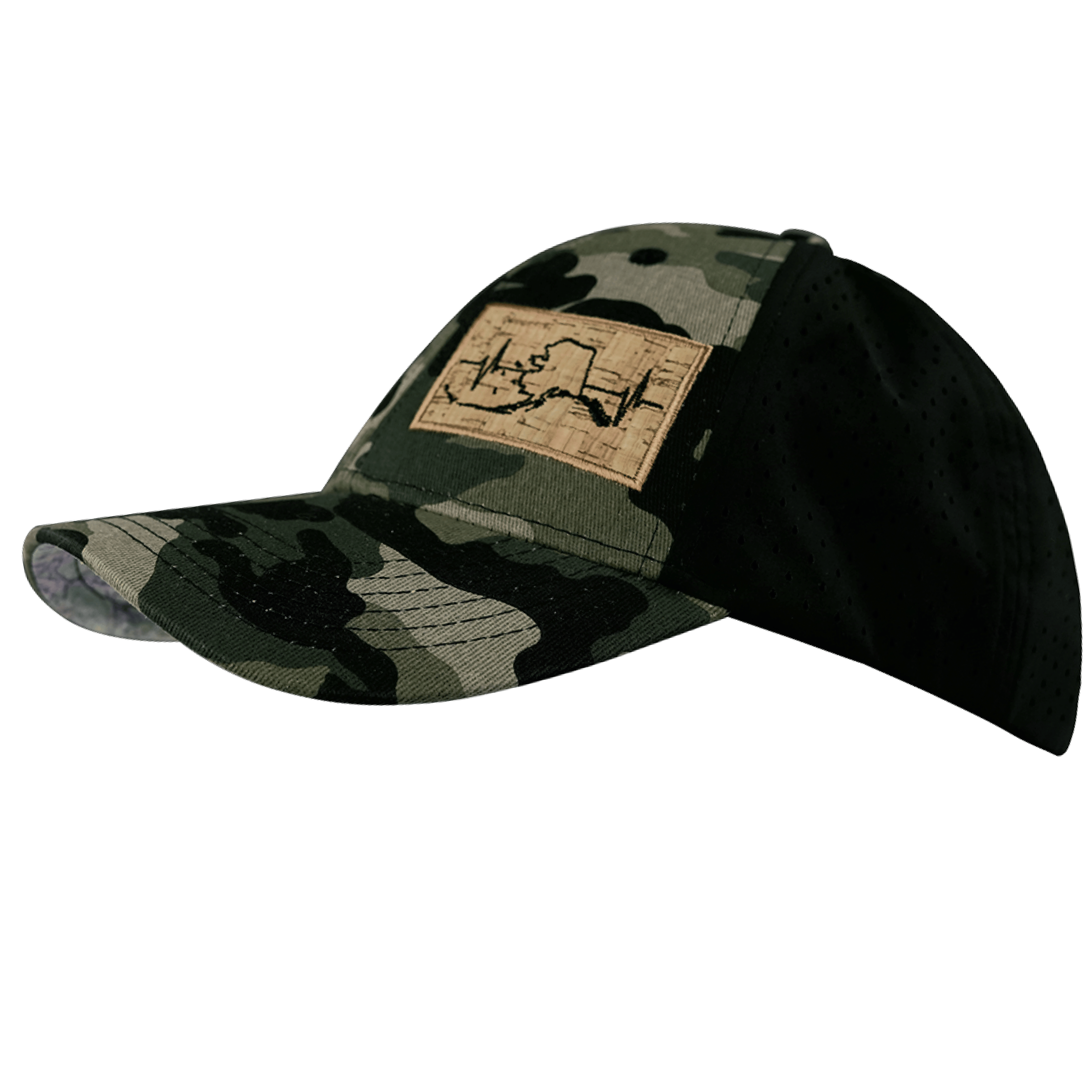 Alaska Hat - Low Profile - Ponytail - Camo / Black - Laser Mesh