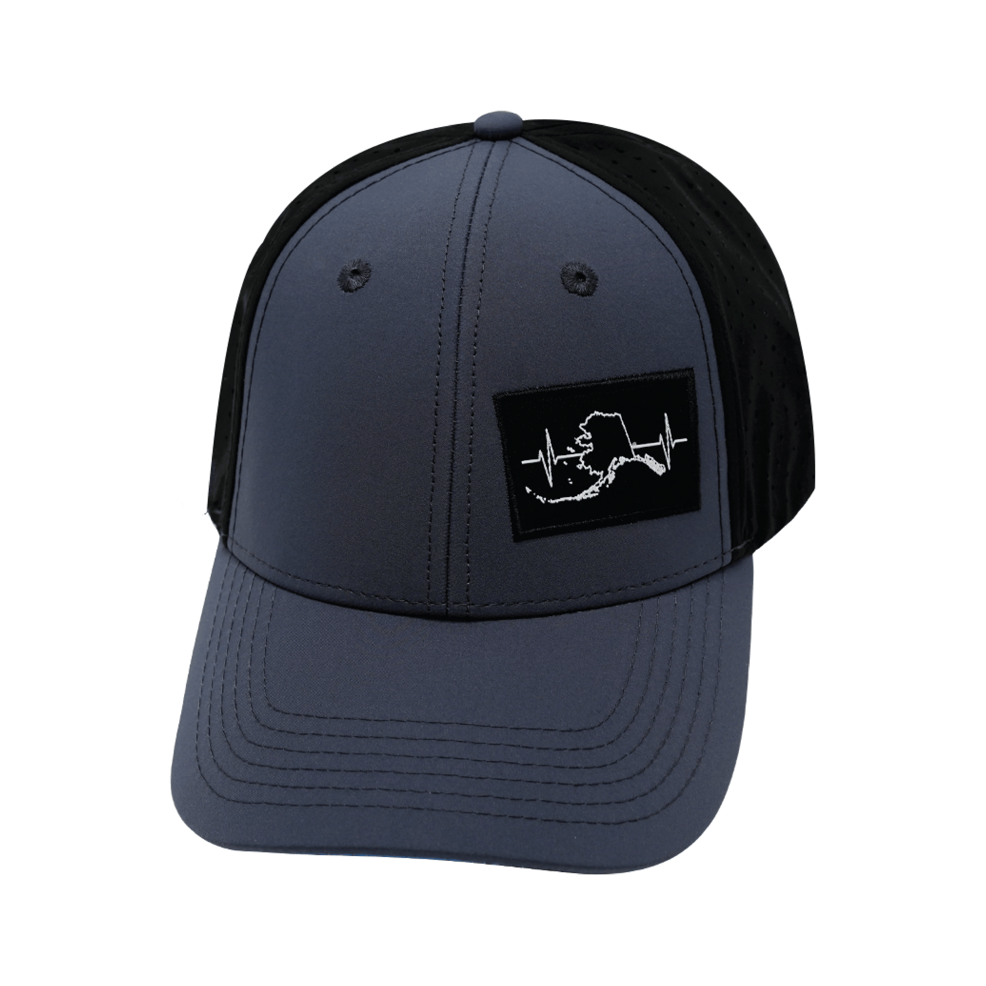 Alaska Hat - Low Profile - Ponytail - Charcoal / Black - Laser Mesh