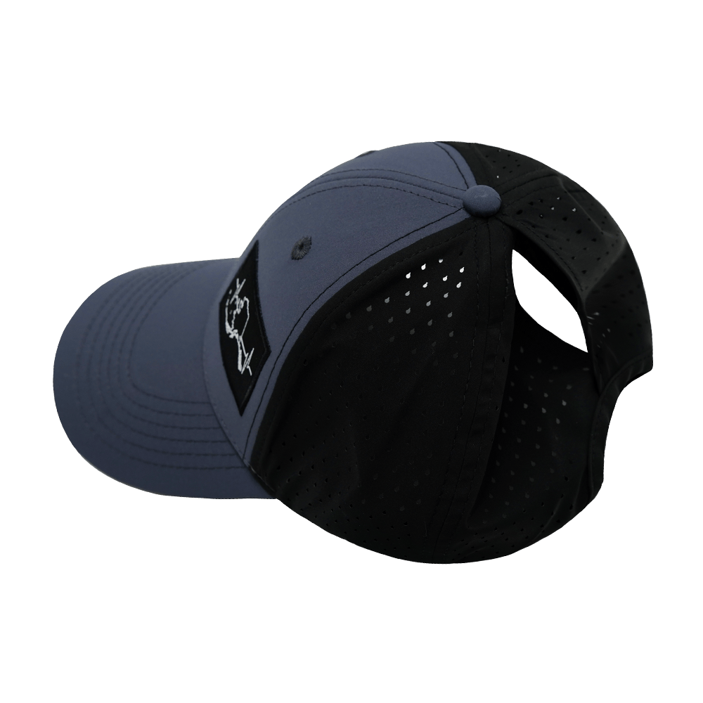 Alaska Hat - Low Profile - Ponytail - Charcoal / Black - Laser Mesh
