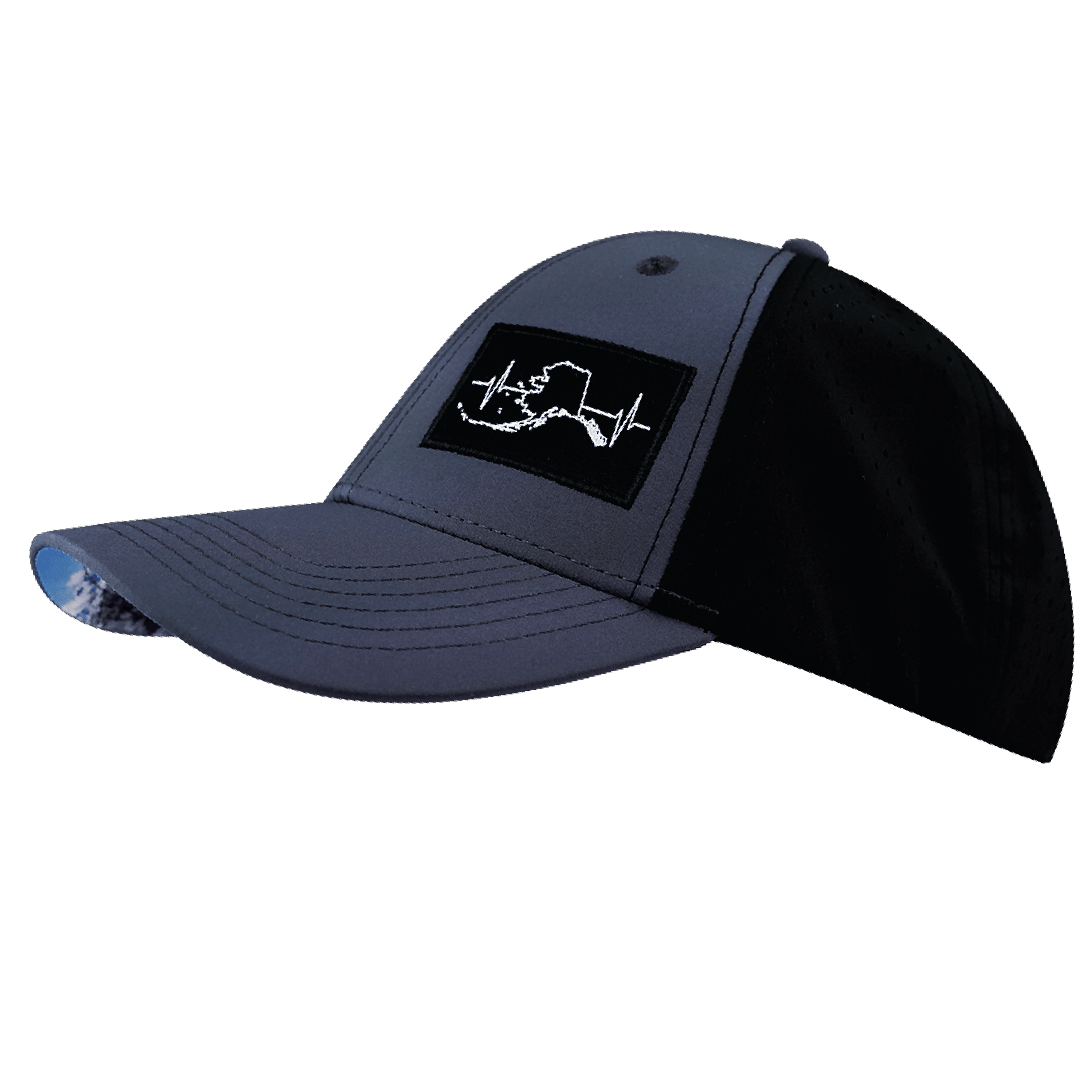 Alaska Hat - Low Profile - Ponytail - Charcoal / Black - Laser Mesh
