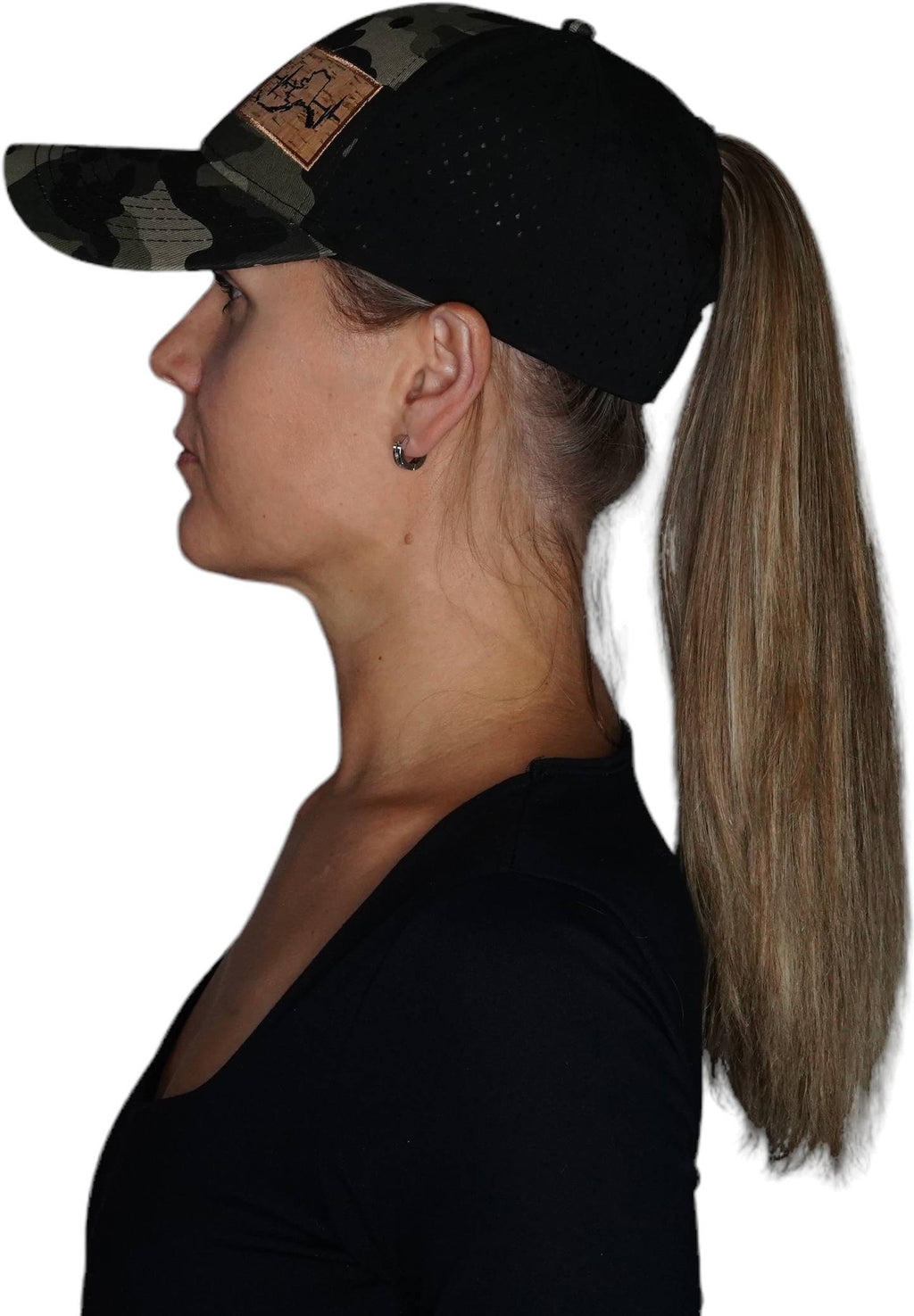Alaska Hat - Low Profile - Ponytail - Camo / Black - Laser Mesh