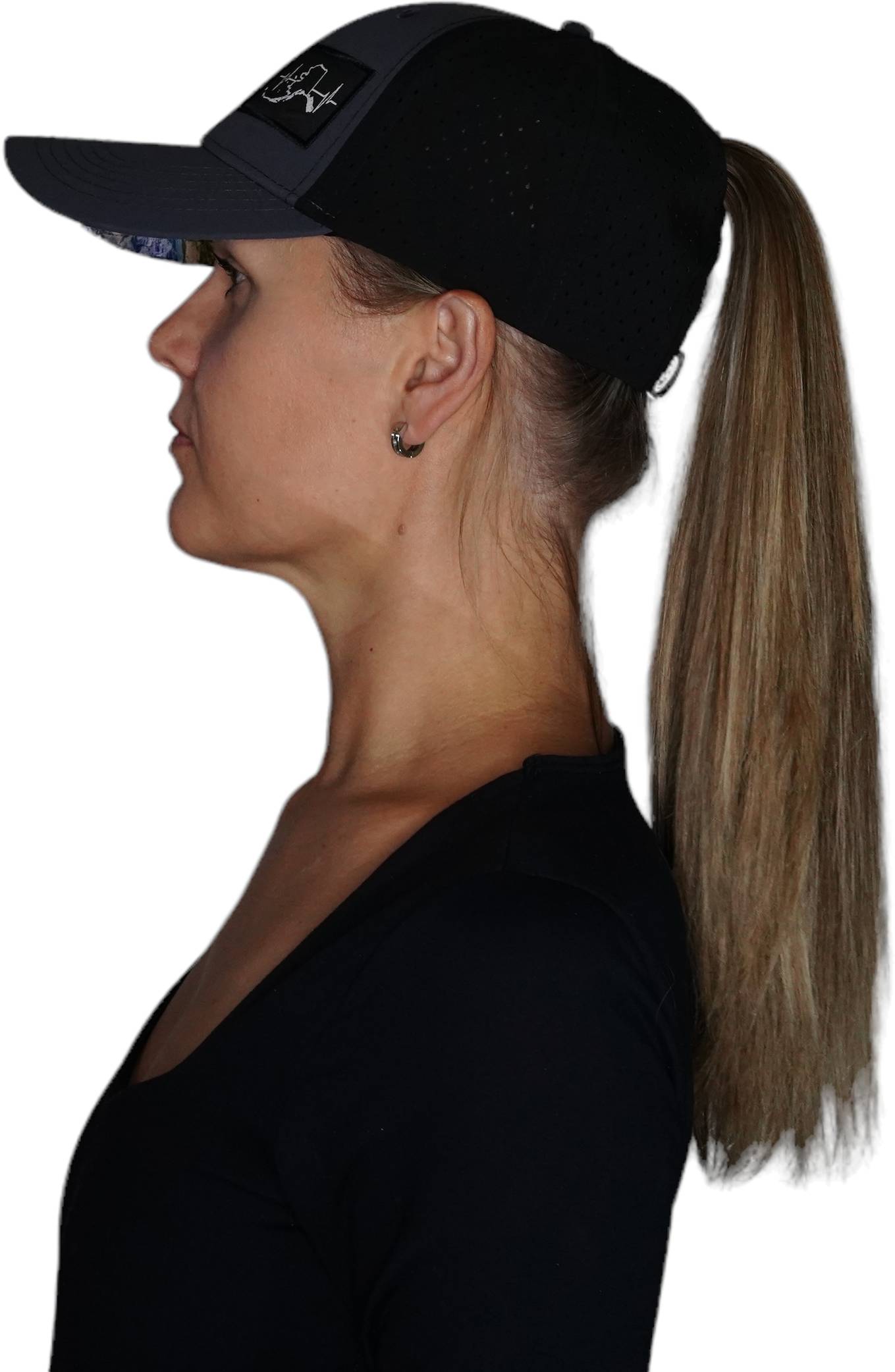 Alaska Hat - Low Profile - Ponytail - Charcoal / Black - Laser Mesh