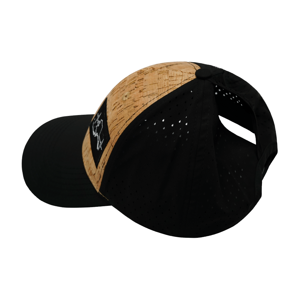 Alaska Hat - Low Profile - Ponytail - Cork - Black - Laser Mesh