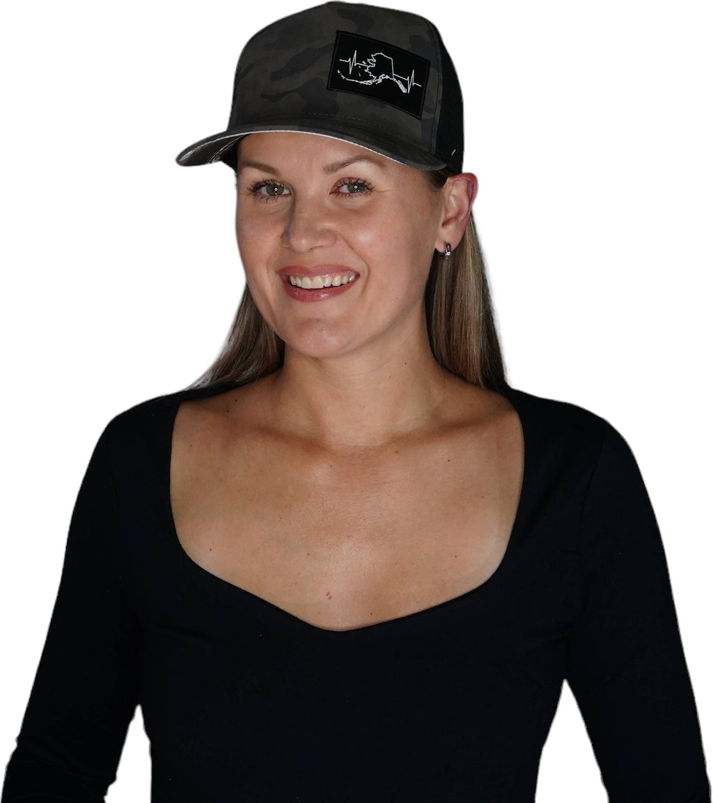 Alaska Hat - Trucker Hat - Soft Charcoal Camo / Black - Laser Mesh