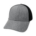 Blank - 6 Panel - Shallow Fit - Pony Tail - Heather Gray / Black (Unisex) - Laser Mesh