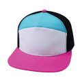Blank - 7 Panel - Neon Pink / White / Neon Blue Green / Black (Unisex) - Laser Mesh