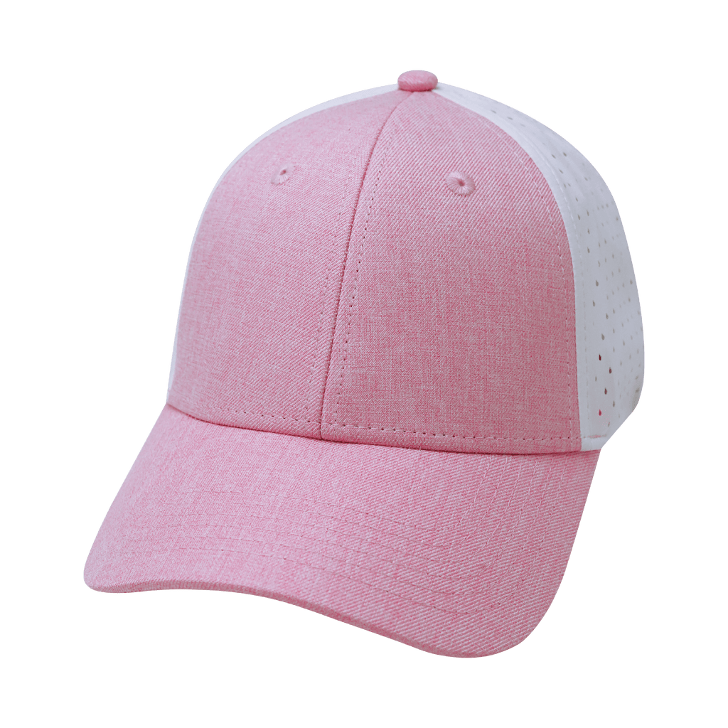 Blank - 6 Panel - Shallow Fit - Pony Tail - Pink / White (Unisex) - Laser Mesh
