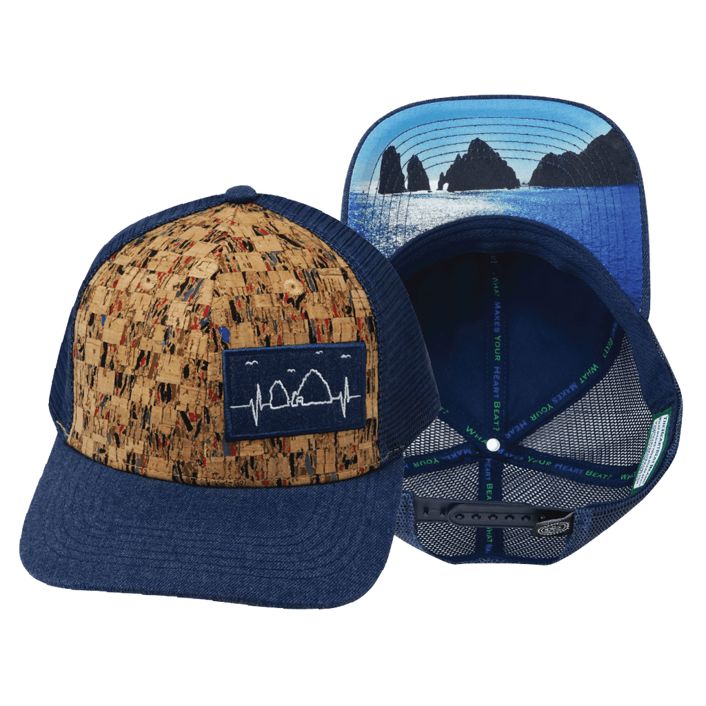 Cabo Hat - Baseball Hat Fit - Cork - Navy - Trucker Mesh