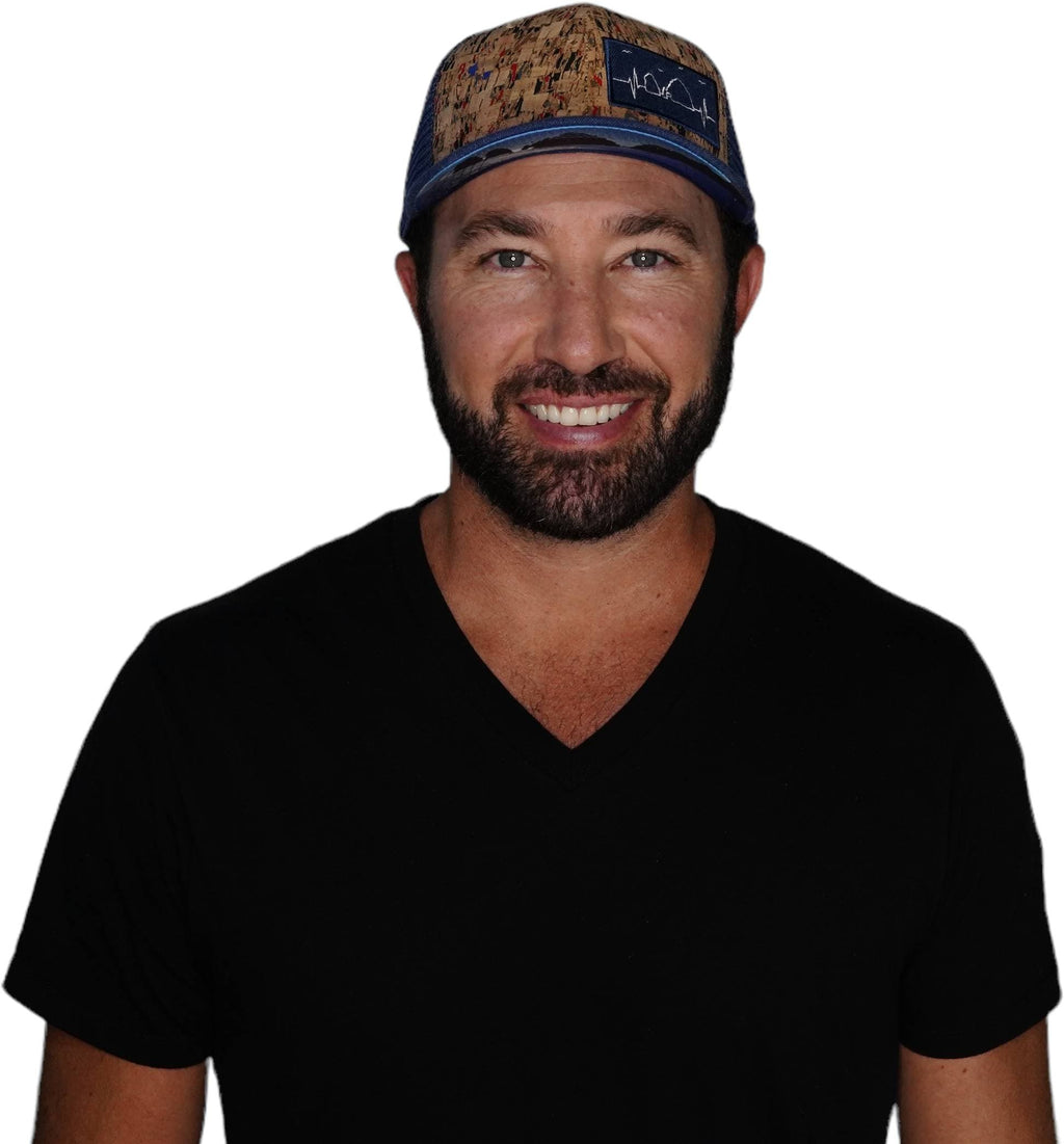 Cabo Hat - Baseball Hat Fit - Cork - Navy - Trucker Mesh