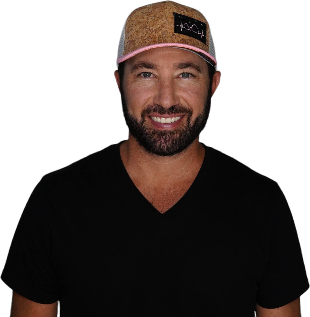Cabo Hat - Baseball Hat Fit - Cork - Pink / Gray - Trucker Mesh