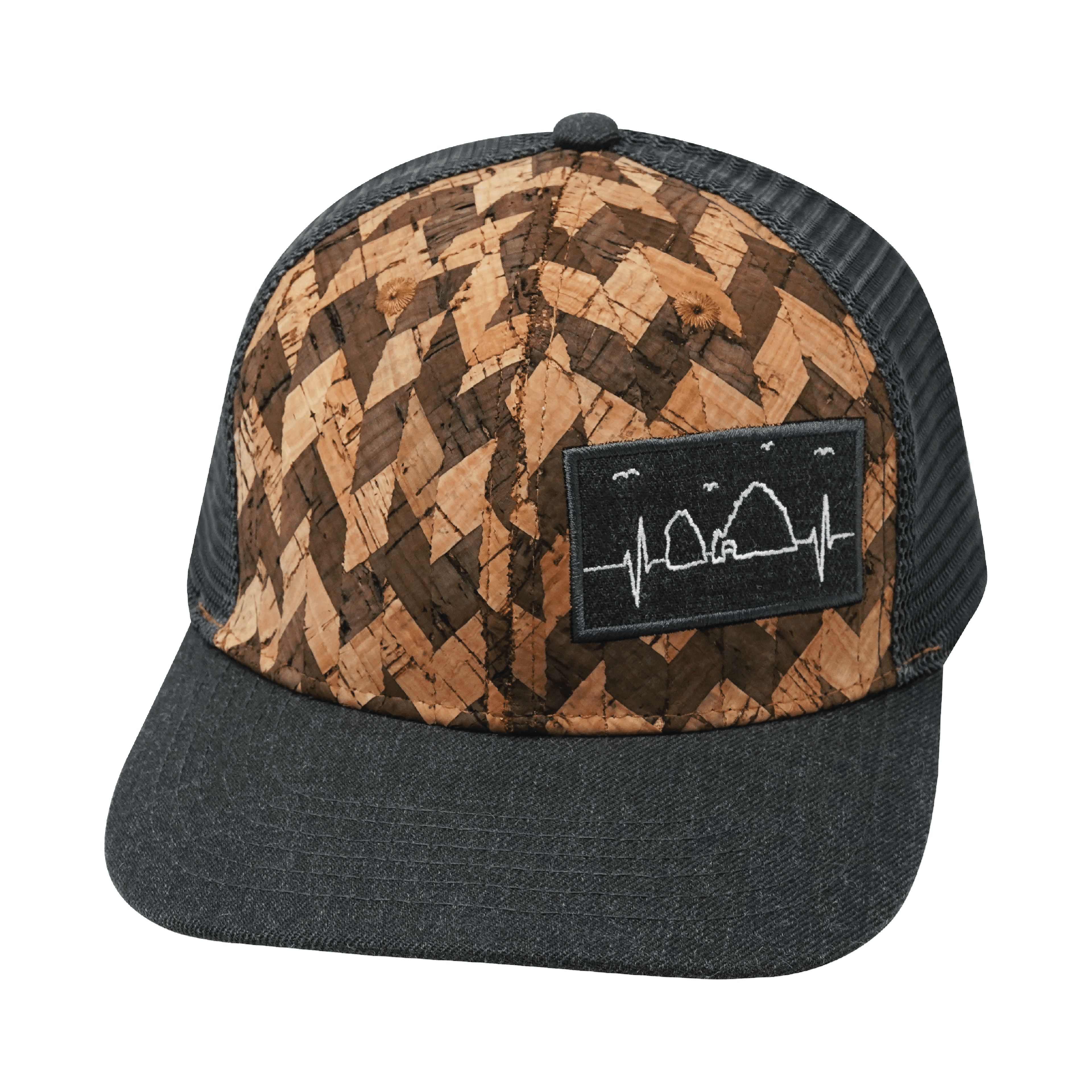 Cabo Hat - Baseball Hat Fit - Cork - Charcoal Gray - Trucker Mesh