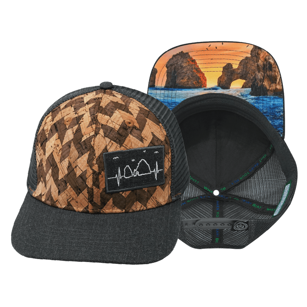 Cabo Hat - Baseball Hat Fit - Cork - Charcoal Gray - Trucker Mesh