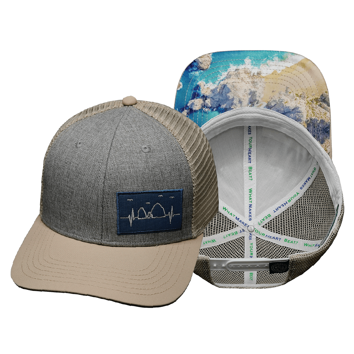 Cabo Hat - Baseball Hat Fit - Cream / Gray - Trucker Mesh