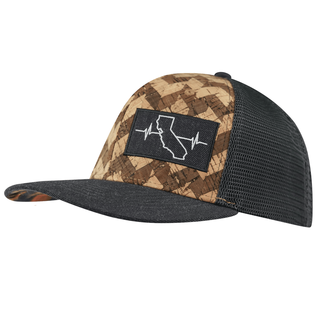 California Hat - Baseball Hat Fit - Cork - Charcoal Gray - Trucker Mesh