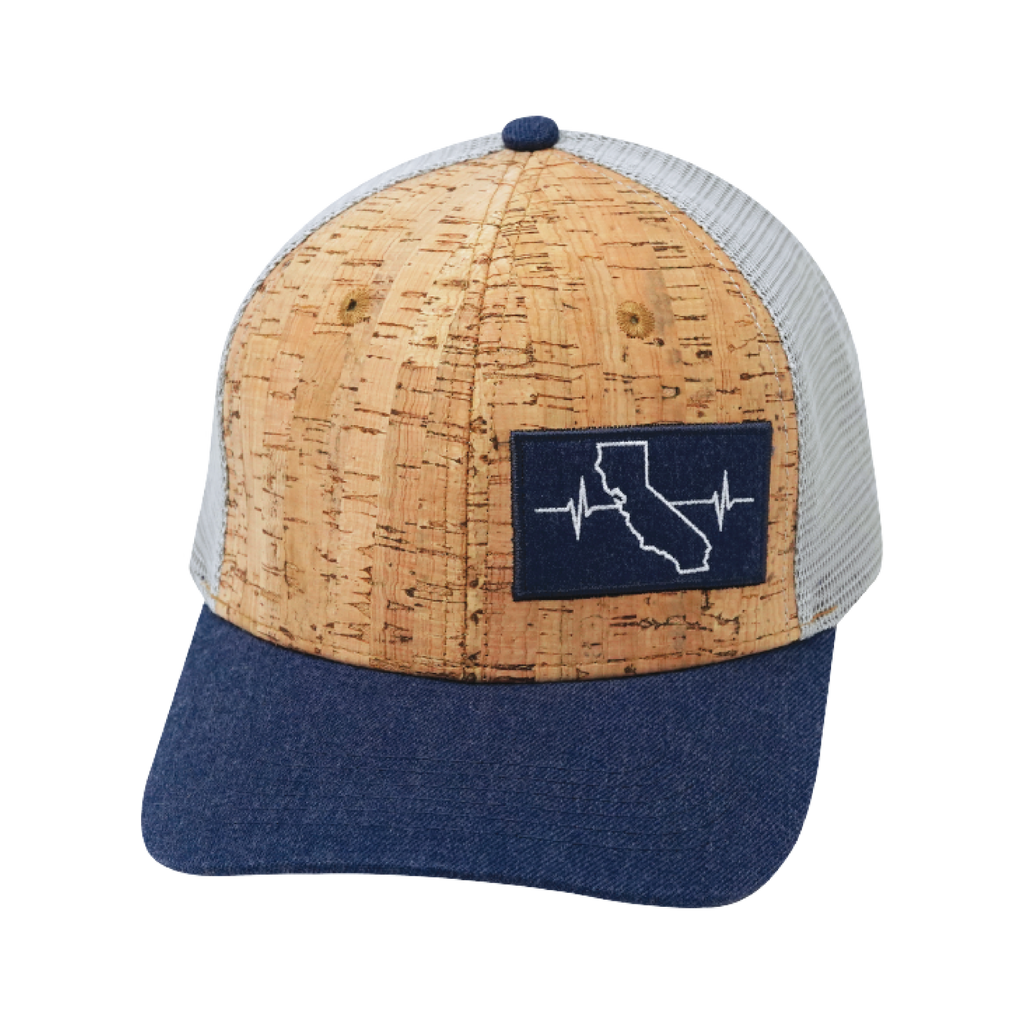 California Hat - Baseball Hat Fit - Cork - Navy / Gray - Trucker Mesh