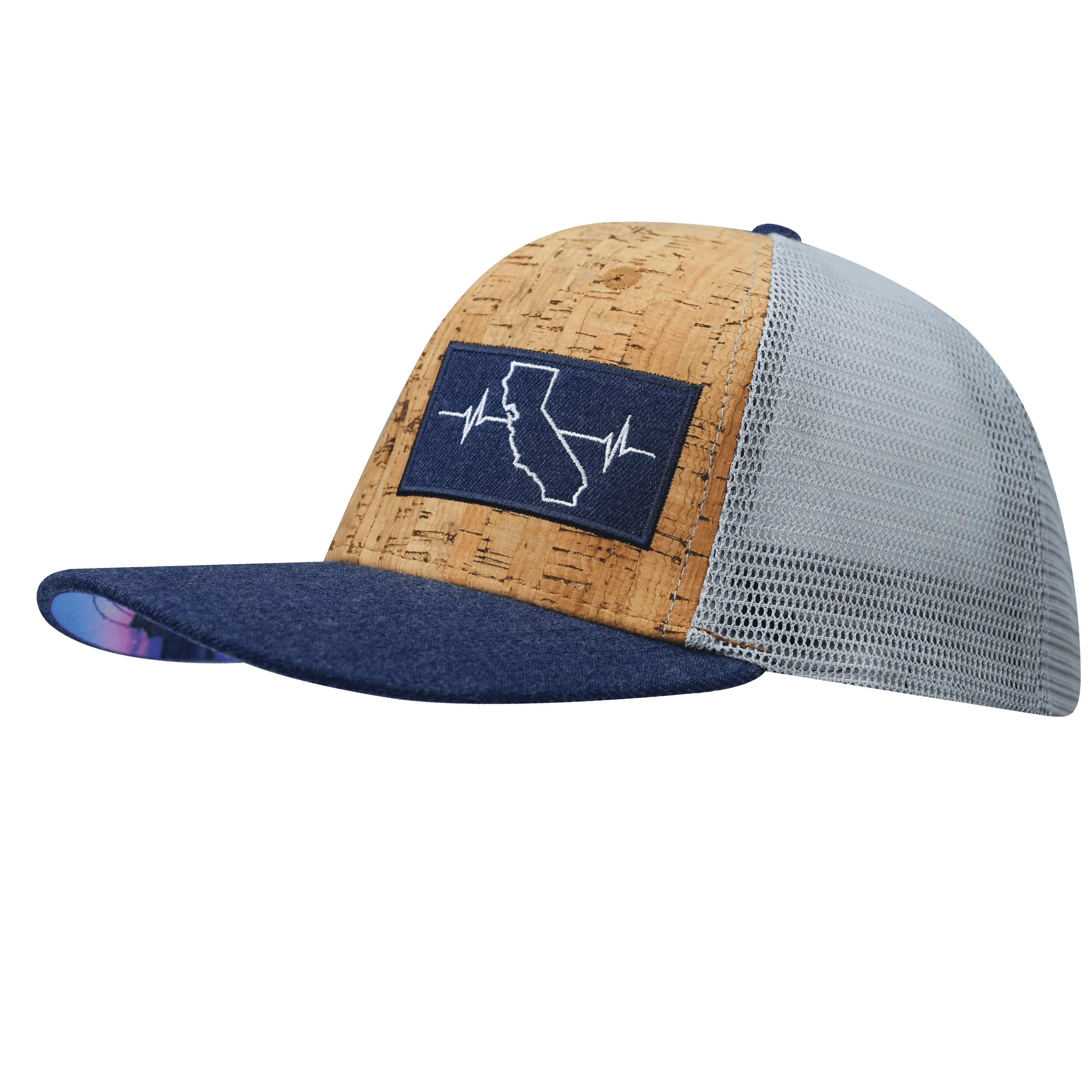 California Hat - Baseball Hat Fit - Cork - Navy / Gray - Trucker Mesh