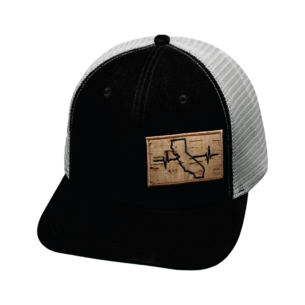 California Hat - Baseball Hat Fit - Suede - Black / Gray - Trucker Mesh