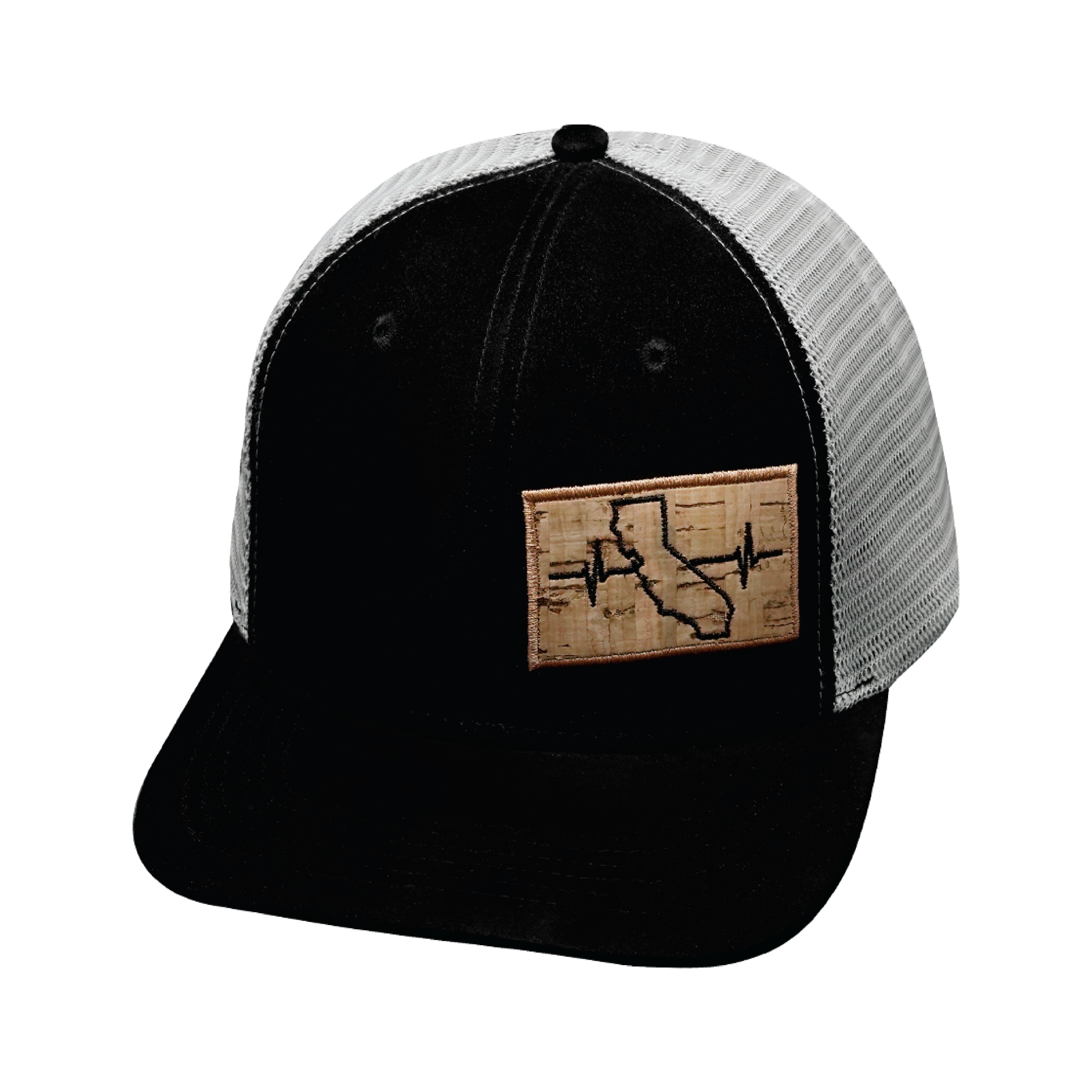 California Hat - Baseball Hat Fit - Suede - Black / Gray - Trucker Mesh