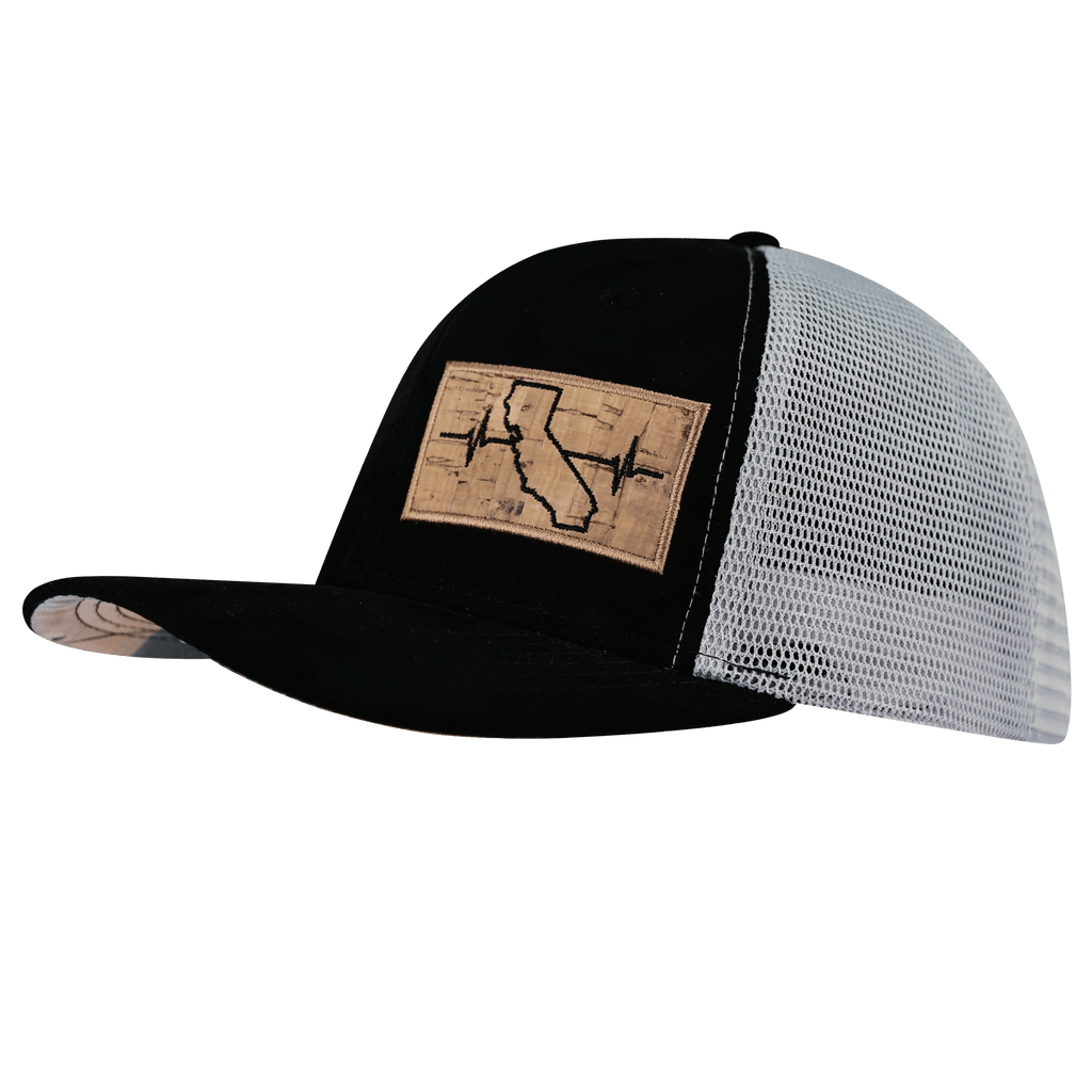 California Hat - Baseball Hat Fit - Suede - Black / Gray - Trucker Mesh