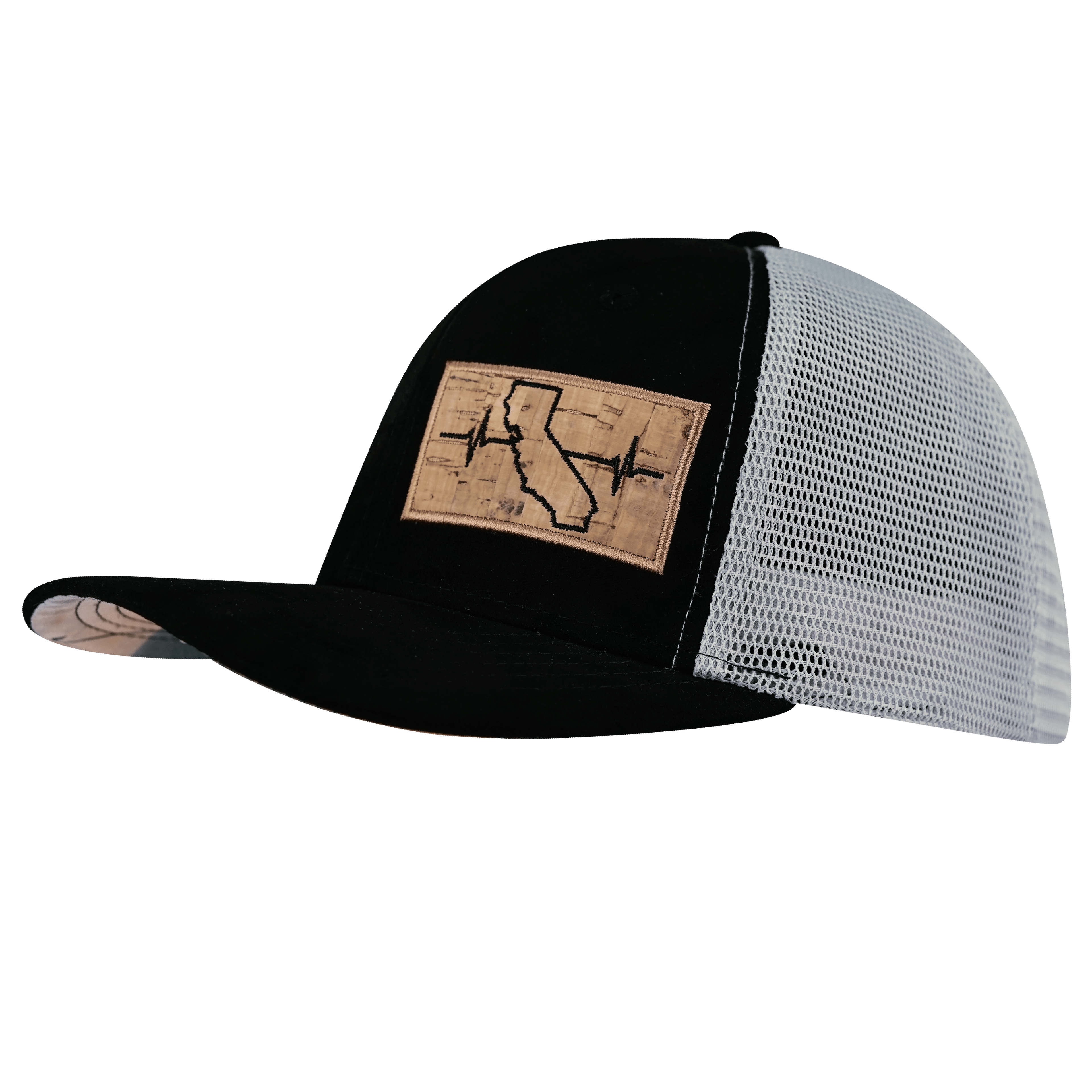 California Hat - Baseball Hat Fit - Suede - Black / Gray - Trucker Mesh