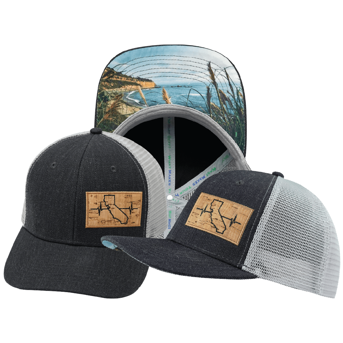California Hat - Baseball Hat Fit - Charcoal / Gray - Trucker Mesh