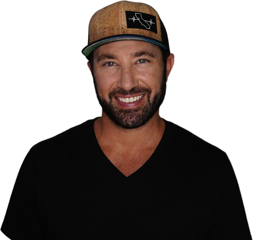 California Hat - Baseball Hat Fit - Cork - Black - Trucker Mesh