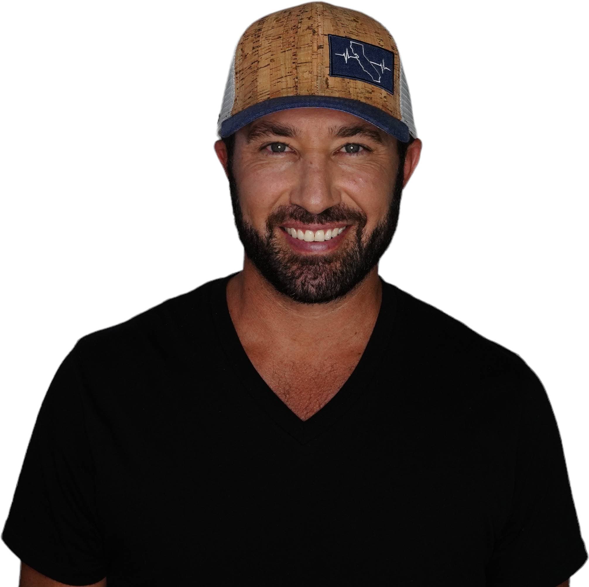 California Hat - Baseball Hat Fit - Cork - Navy / Gray - Trucker Mesh