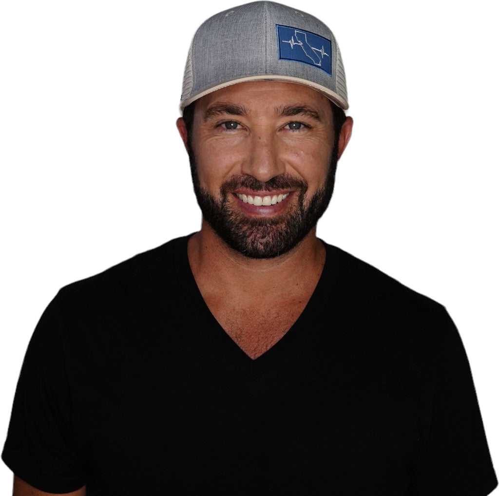 California Hat - Baseball Hat Fit - Cream / Gray - Trucker Mesh