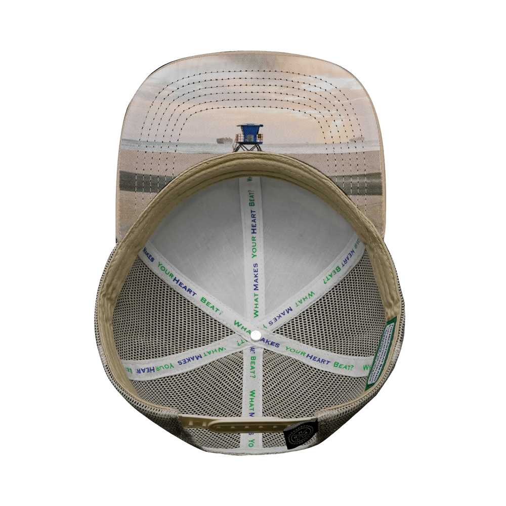 California Hat - Baseball Hat Fit - Cream / Gray - Trucker Mesh