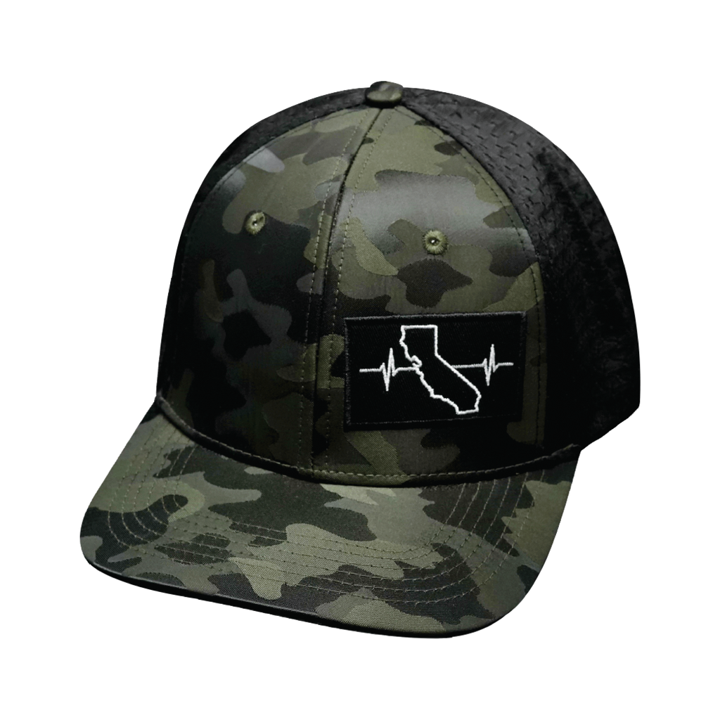 California Hat - Baseball Hat Fit - Green Camo / Black - Jersey Mesh