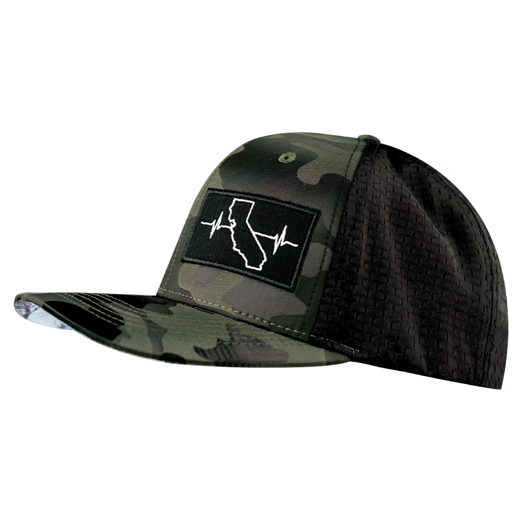 California Hat - Baseball Hat Fit - Green Camo / Black - Jersey Mesh