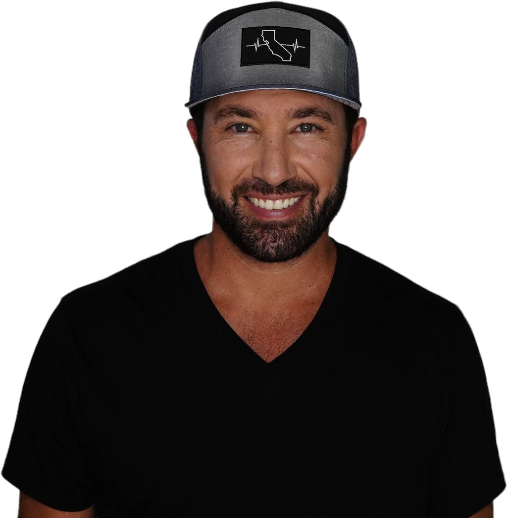 California Hat - Flat Bill - Navy / Gray / Black - Laser Mesh