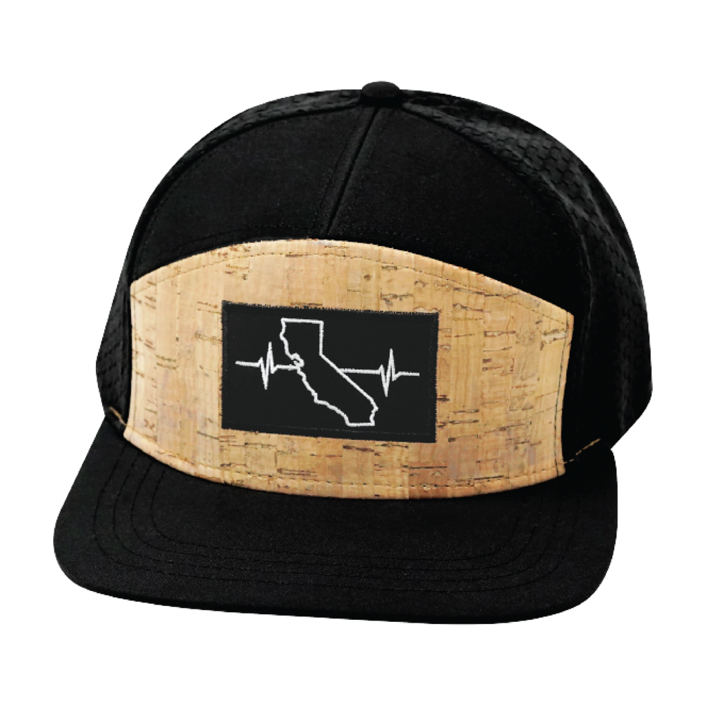 California Hat - Flat Bill - Cork - Black - Jersey Mesh