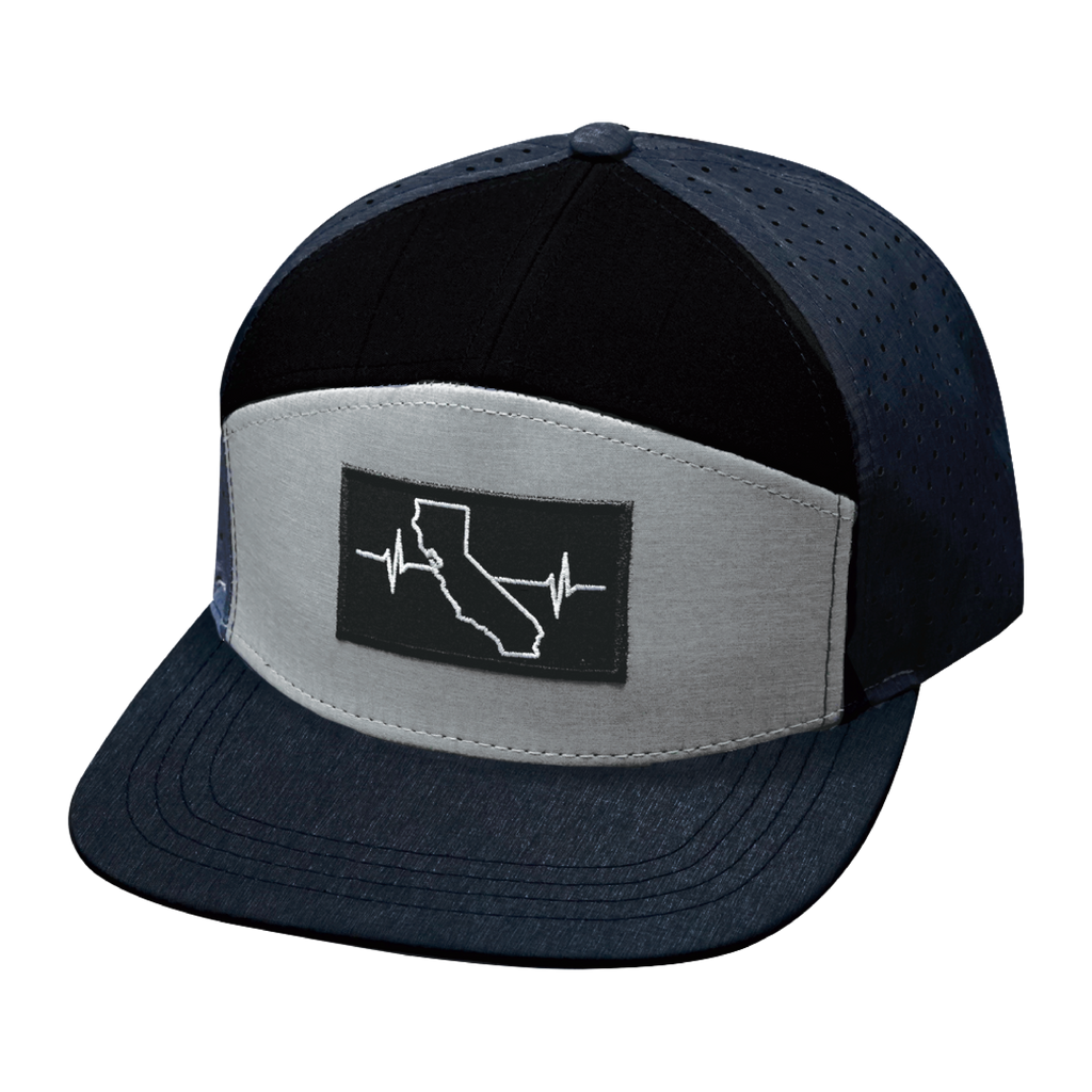 California Hat - Flat Bill - Navy / Gray / Black - Laser Mesh