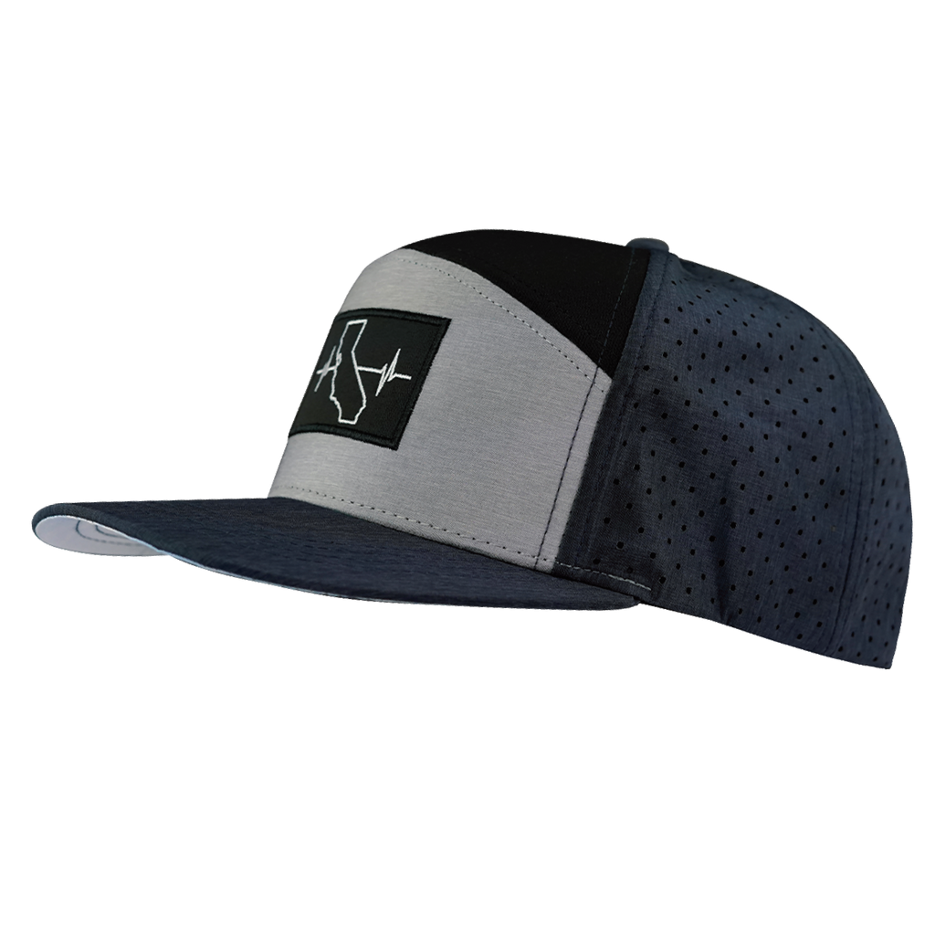 California Hat - Flat Bill - Navy / Gray / Black - Laser Mesh