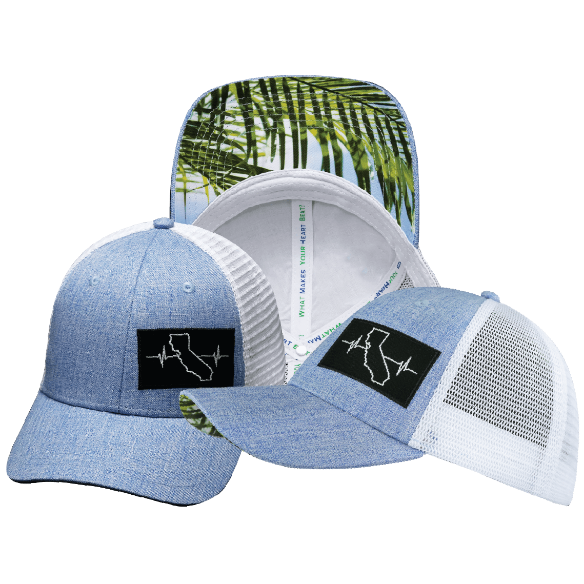 California Hat - Low Profile - Blue / White - Trucker Mesh