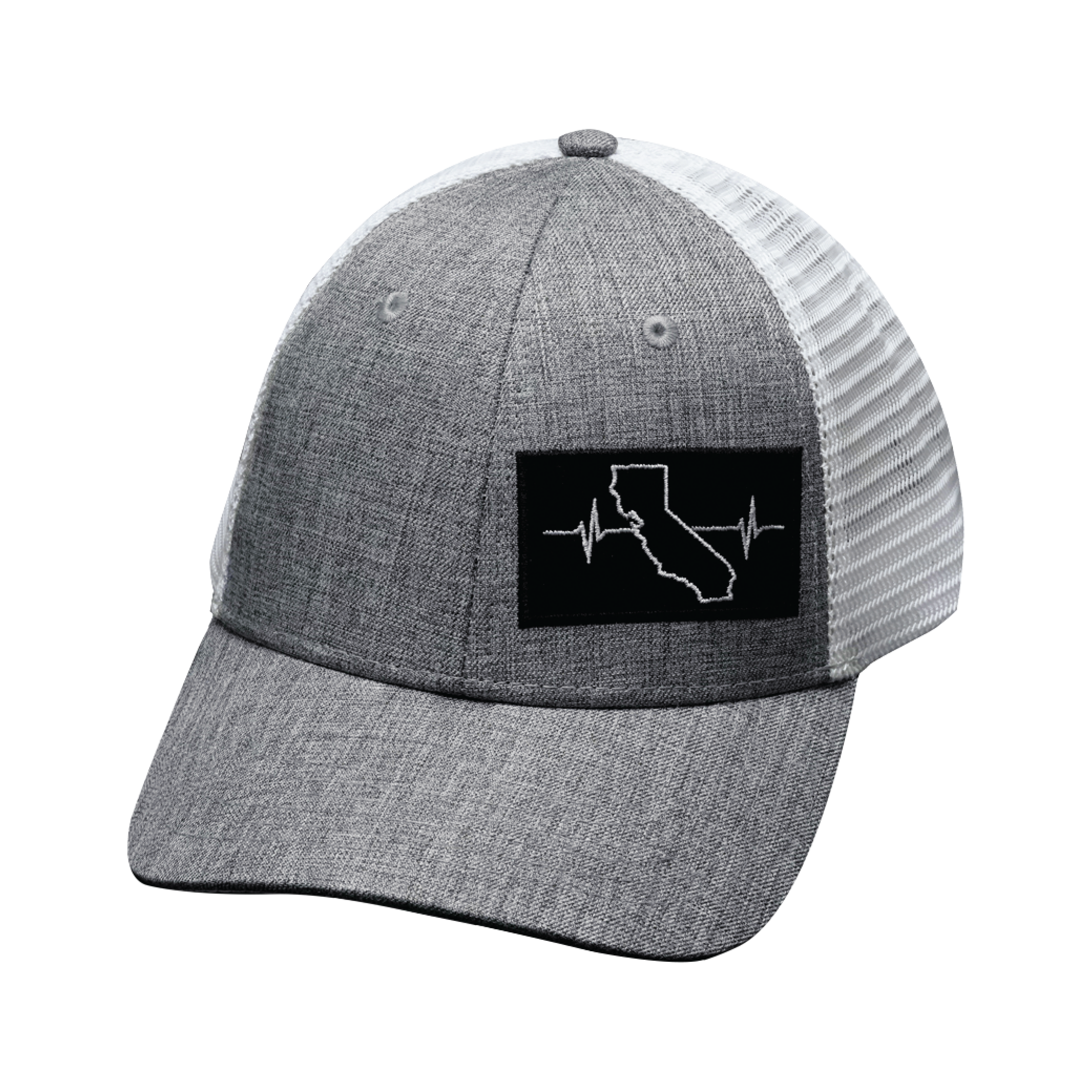 California Hat - Low Profile - Heather Gray / White - Trucker Mesh