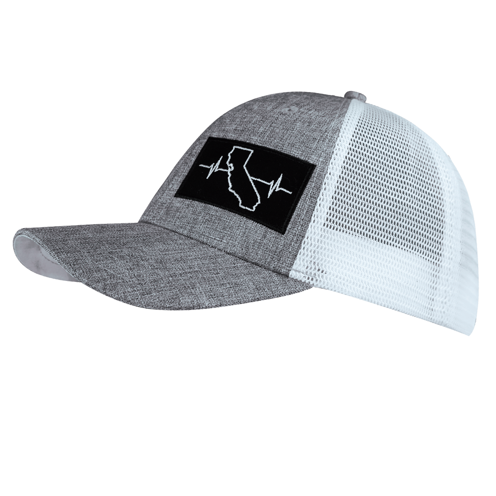 California Hat - Low Profile - Heather Gray / White - Trucker Mesh