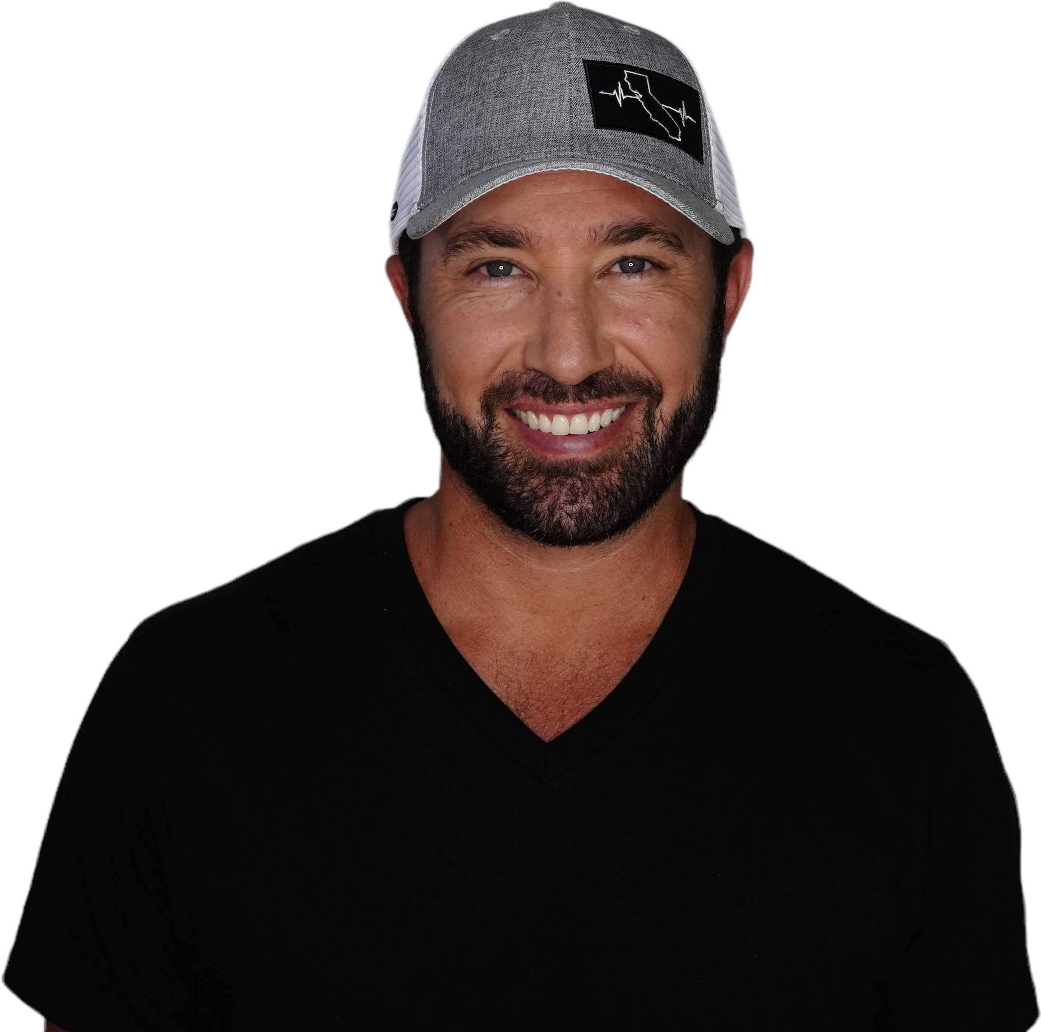 California Hat - Low Profile - Heather Gray / White - Trucker Mesh