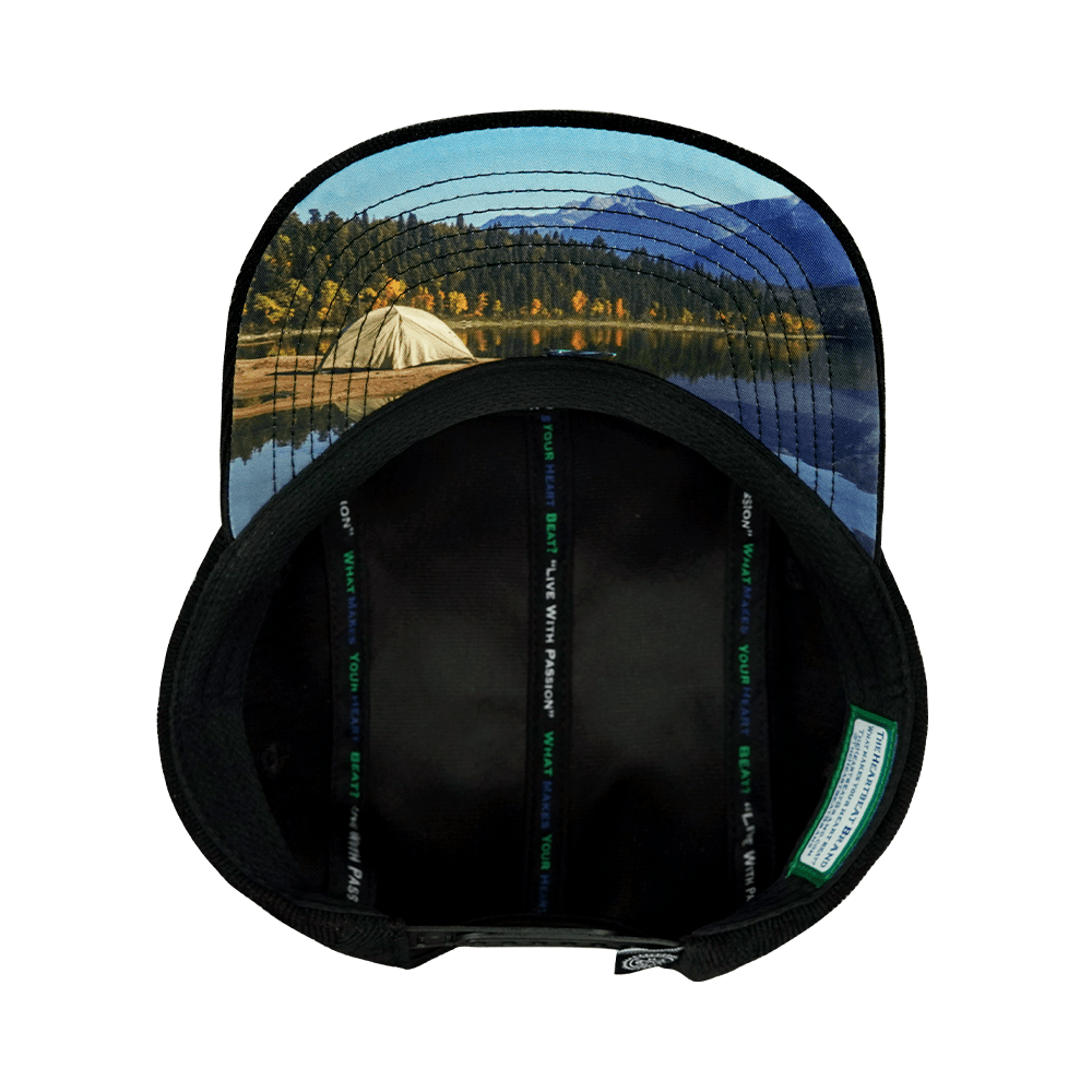 Camping Hat - 5 Panel - Corduroy - Black - Fabric Back