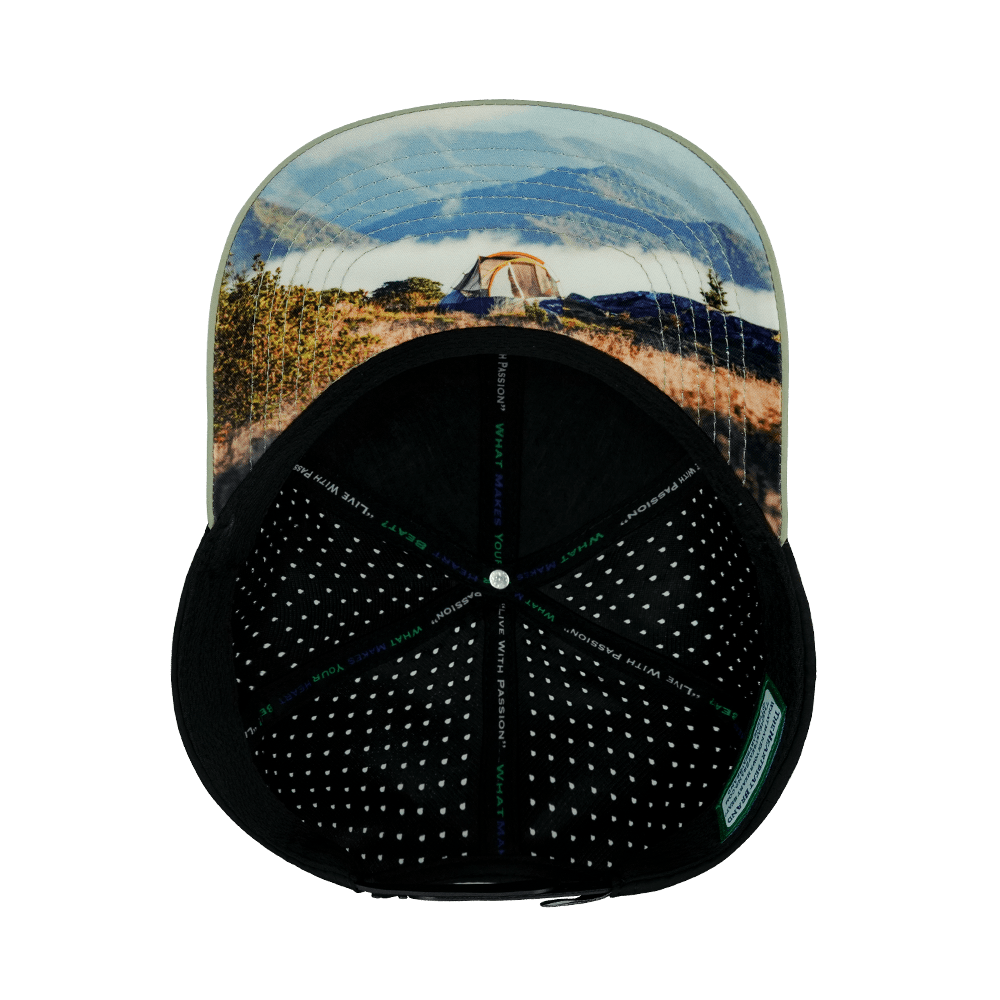 Camping Hat - Baseball Hat Fit - Sage / Black - Laser Mesh